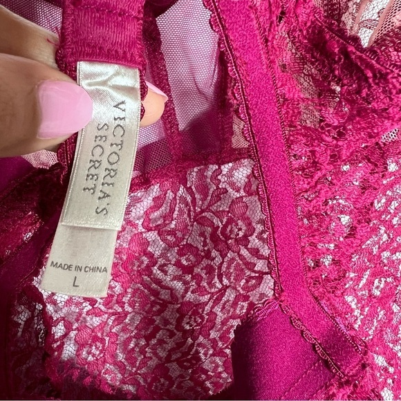 Victoria Secret Slip Women Large Lace Nightie Burgundy Dress Sheer Chemise B13 - Picture 4 of 7